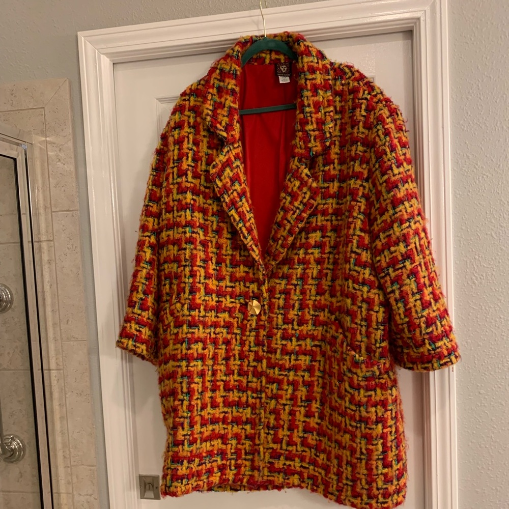 Beautiful Oversized Anne Klein Coat of many Color Size Large
